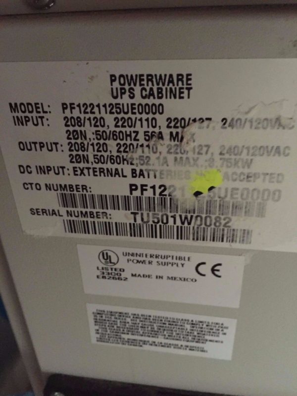 Powerware UPS Cabinet,  Part Number: PF1221125UE0000 - Image 3